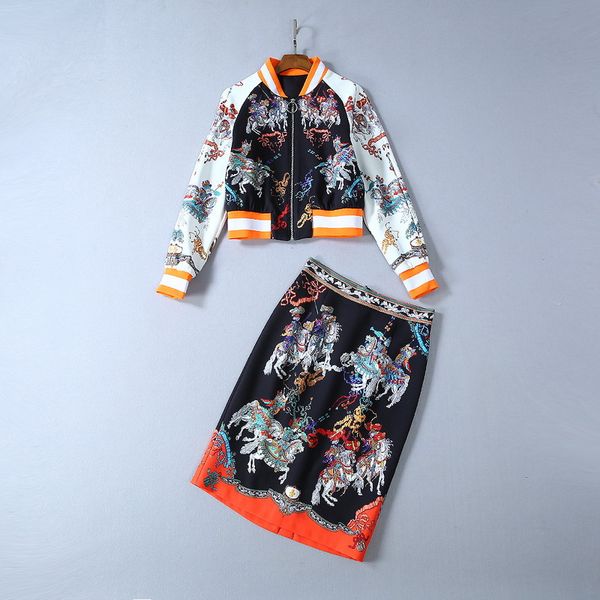 2019 stand collar long sleeve print coat and for womens fashion print and skirts 2 pieces sets 081123, White
2019 stand collar long sleeve print coat and for womens fashion print and skirts 2 pieces sets 081123, White