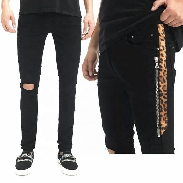 oem premium wholesale ripped denim black trousers skinny leopard jeans
oem premium wholesale ripped denim black trousers skinny leopard jeans