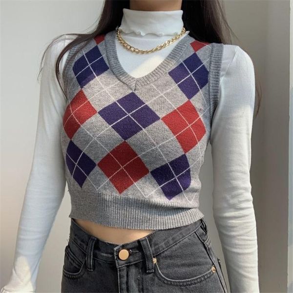 women's vests preppy style argyle plaid knitted sweater vest women korean fashion casual sleeveless crop knitwear 90s, Black;white
women's vests preppy style argyle plaid knitted sweater vest women korean fashion casual sleeveless crop knitwear 90s, Black;white