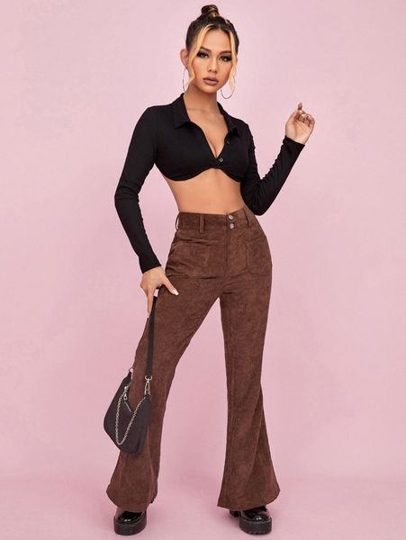 button placket rib-knit crop b0zt#, White
button placket rib-knit crop b0zt#, White