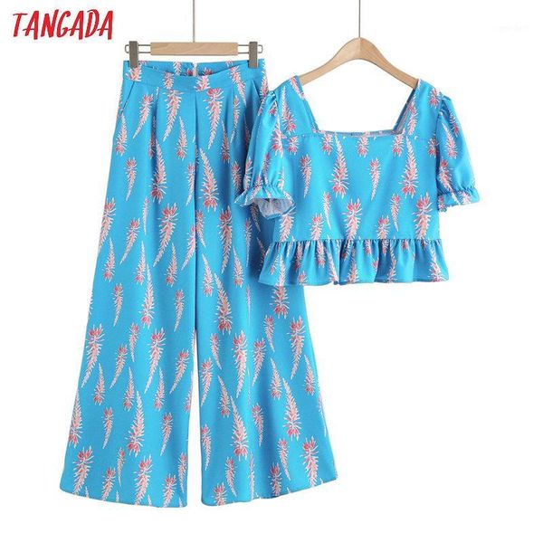 two piece dress tangada korea chic blue floral print suit women skirt set 2021 fashion 2 sweet and pants 2f381, White
two piece dress tangada korea chic blue floral print suit women skirt set 2021 fashion 2 sweet and pants 2f381, White