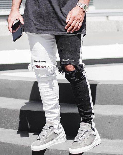contrast black and white ripped jeans super skinny famous designer brand thin jeans worn pencil pants slim zipper1
contrast black and white ripped jeans super skinny famous designer brand thin jeans worn pencil pants slim zipper1