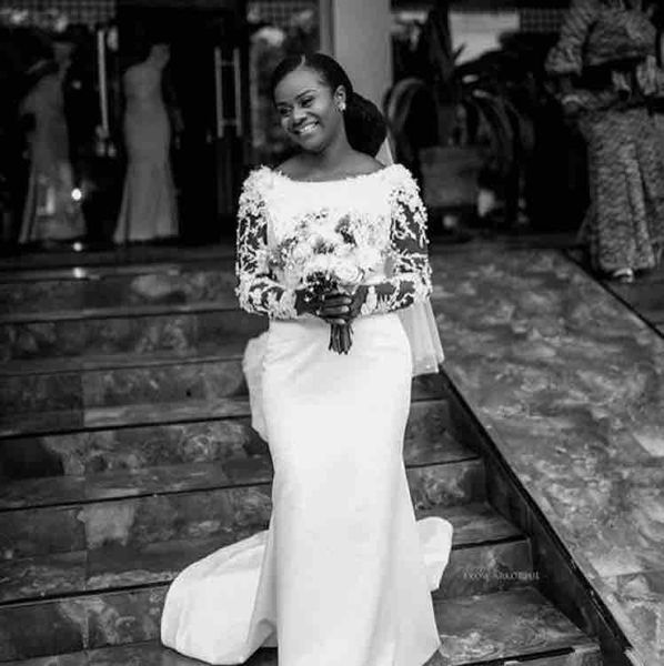 african mermaid wedding dress lace applique long sleeve bridal gowns custom made wedding dress robe de mariee, White
african mermaid wedding dress lace applique long sleeve bridal gowns custom made wedding dress robe de mariee, White