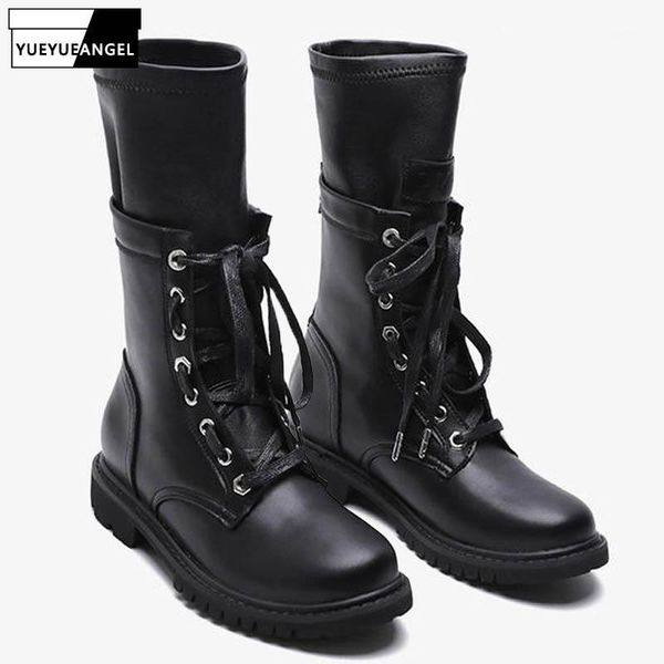 motorcycle zipper stretch womens leather mid calf boots hig street british lace up round toe thick bottom female platform boots1, Black
motorcycle zipper stretch womens leather mid calf boots hig street british lace up round toe thick bottom female platform boots1, Black