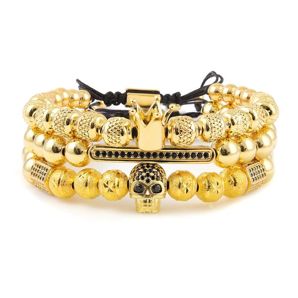 3pcs/set luxury men bracelet king crown pattern beads cz skeleton skull ball charms men's bracelets & bangles for men jewelry 0930, Black
3pcs/set luxury men bracelet king crown pattern beads cz skeleton skull ball charms men's bracelets & bangles for men jewelry 0930, Black