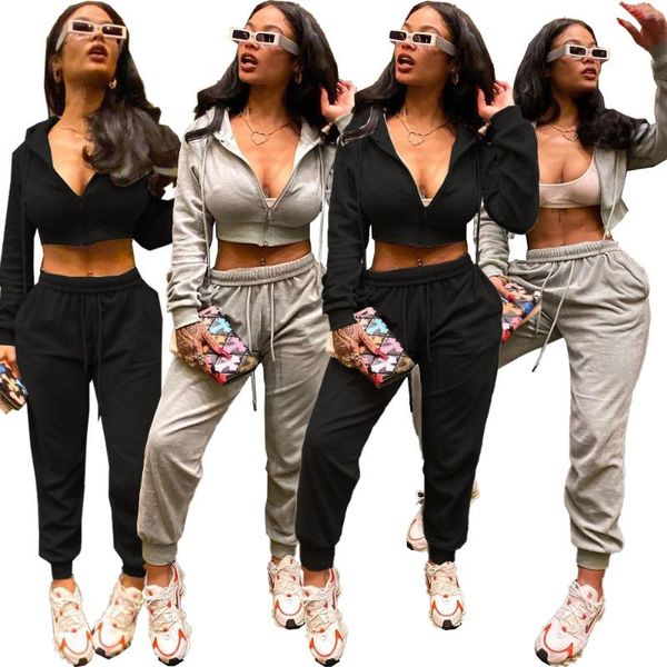women's tracksuits sporty 2 piece set hoodies crop and sweatpants clothes women two outfits casual wholesale drop, Gray
women's tracksuits sporty 2 piece set hoodies crop and sweatpants clothes women two outfits casual wholesale drop, Gray