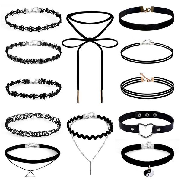 8-12pcs different gothic stretch velvet tattoo lace choker necklace set long pendant jewelry women black choker collar wholesale, Golden;silver
8-12pcs different gothic stretch velvet tattoo lace choker necklace set long pendant jewelry women black choker collar wholesale, Golden;silver