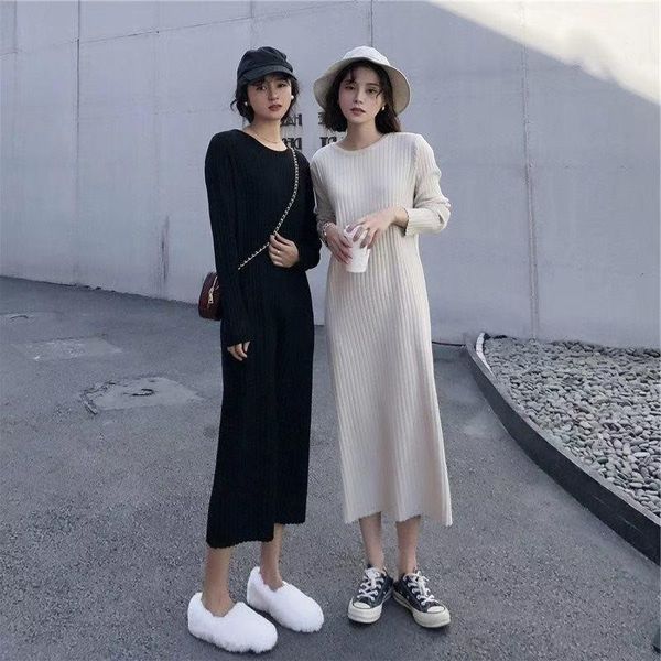 new autumn women knitted dress round neck women sweater hedging dresses lady loose long sleeve hedging bottoming sweater dress, White;black
new autumn women knitted dress round neck women sweater hedging dresses lady loose long sleeve hedging bottoming sweater dress, White;black