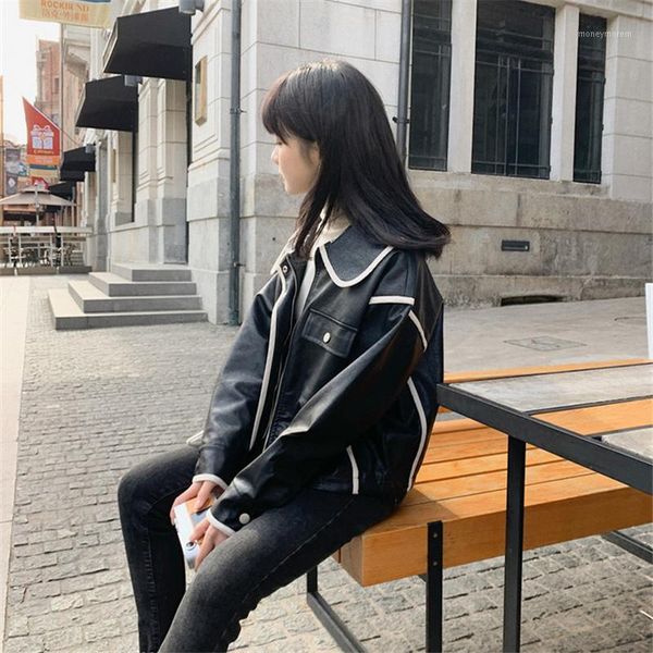 women's leather & faux 2021 nerw winter casual jackets single breasted coat women turn-down collar motor biker jacket splicing whitey 4, Black
women's leather & faux 2021 nerw winter casual jackets single breasted coat women turn-down collar motor biker jacket splicing whitey 4, Black