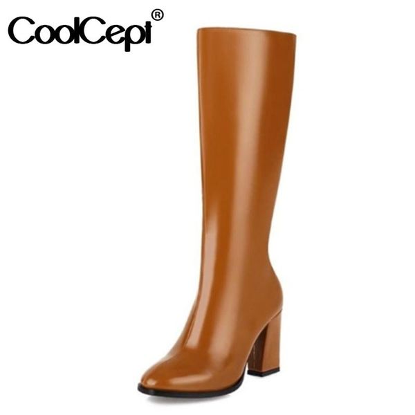 coolcept women high heel boots thick heel zipper woman winter shoes fashion cool knee high boots woman footwear size 34-43, Black
coolcept women high heel boots thick heel zipper woman winter shoes fashion cool knee high boots woman footwear size 34-43, Black