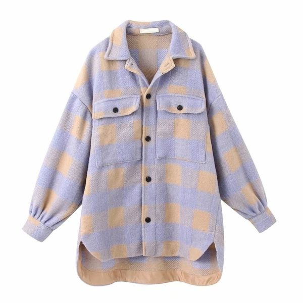 ladies vintage pocket overshirts oversized plaid jacket women coat long sleeve loose woolen jacket female outerwear chic 201030, Black;brown
ladies vintage pocket overshirts oversized plaid jacket women coat long sleeve loose woolen jacket female outerwear chic 201030, Black;brown