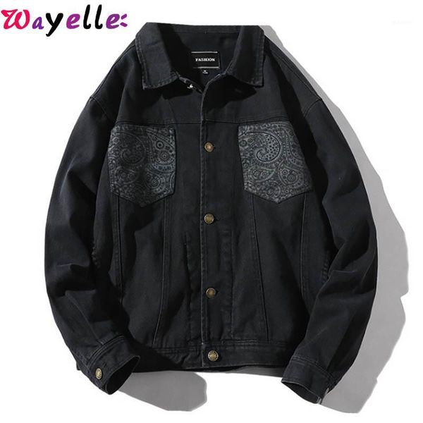 men 2019 new fashion streetwear retro style personality turn down collar cotton denim jacket casual print long sleeve coats1, Black;brown
men 2019 new fashion streetwear retro style personality turn down collar cotton denim jacket casual print long sleeve coats1, Black;brown