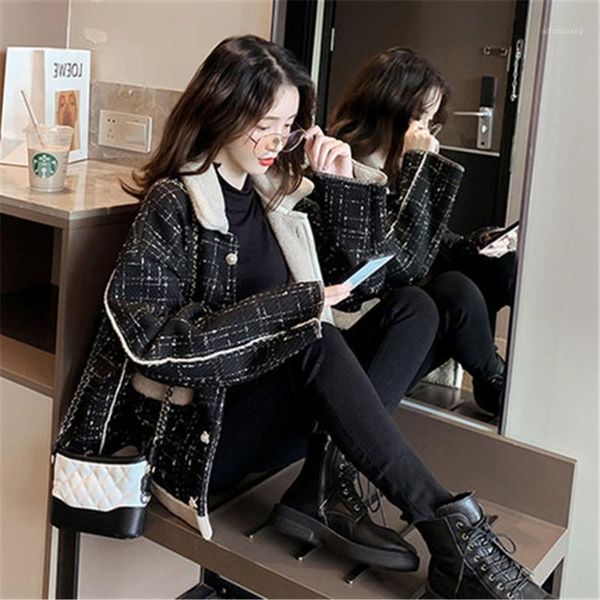 women short coat 2021 new autumn winter thick loose all-match jacket lamb plush small fragrance cotton coat female parka m1091, Black
women short coat 2021 new autumn winter thick loose all-match jacket lamb plush small fragrance cotton coat female parka m1091, Black