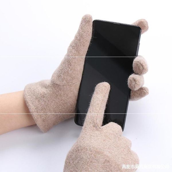 glove lady screen winter touch warm plush wool lovely student cycling driving thickened cold proof gloves female, Blue;gray 
glove lady screen winter touch warm plush wool lovely student cycling driving thickened cold proof gloves female, Blue;gray