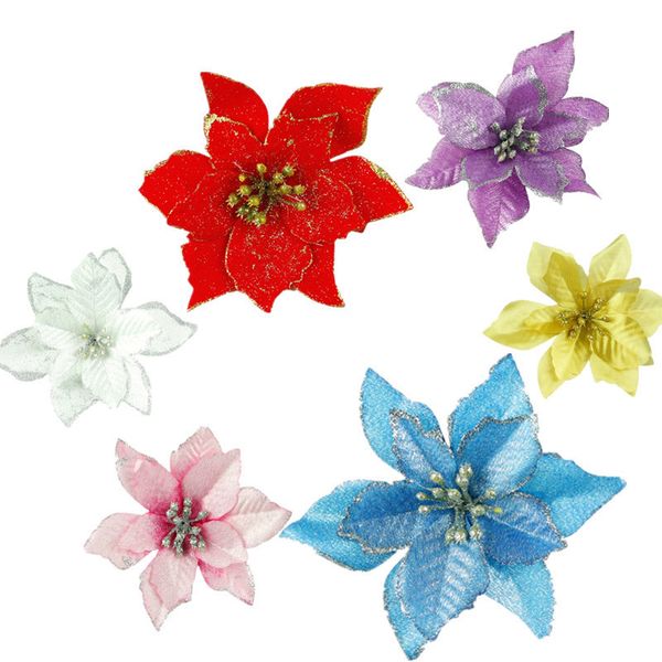 gold blue pink new glitter red artificial flowers xmas christmas tree decorations wedding wreaths ornaments 40% off