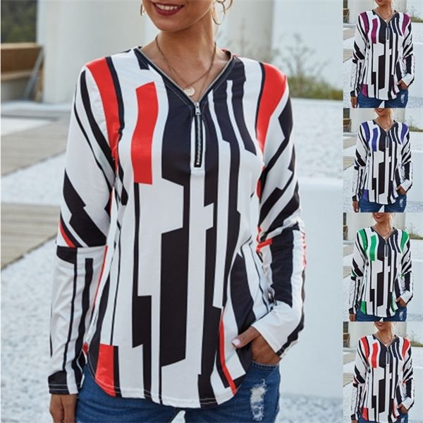 2020 women's tie dye stripe printed long sleeve t-shirt v-neck zipper for women, Black;brown
2020 women's tie dye stripe printed long sleeve t-shirt v-neck zipper for women, Black;brown