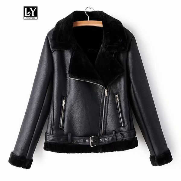 ly varey lin winter warm women faux lamb wool fur jacket overcoat turndown collar zipper thicknessblack punk leather outwear 201030, Black
ly varey lin winter warm women faux lamb wool fur jacket overcoat turndown collar zipper thicknessblack punk leather outwear 201030, Black