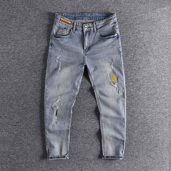 2020 men's elastic slim leggings cool boy cropped trousers,fashion style, broken hole, new jeans, youth trend 0278 for promotion1, Blue
2020 men's elastic slim leggings cool boy cropped trousers,fashion style, broken hole, new jeans, youth trend 0278 for promotion1, Blue