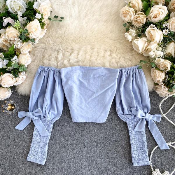 women's blouses & shirts spring off shoulder crop women slash neck bowknot puff sleeve elastic back elegant blue club party blouse, White
women's blouses & shirts spring off shoulder crop women slash neck bowknot puff sleeve elastic back elegant blue club party blouse, White