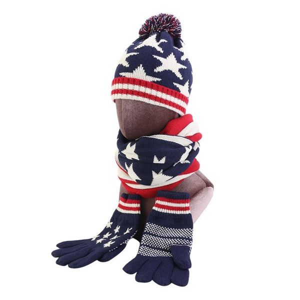 3 pieces women men winter beanie hat long scarf gloves set uk british usa american flag stripes printed pompom skull cap, Blue;gray
3 pieces women men winter beanie hat long scarf gloves set uk british usa american flag stripes printed pompom skull cap, Blue;gray
