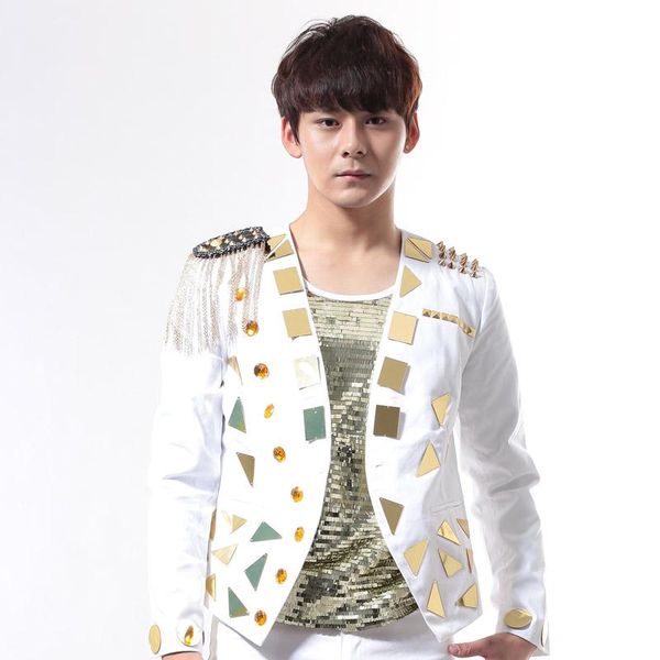 men's suits & blazers gold lens men designs rock stage costumes for singers sequin blazer dance clothes jacket epaulette dress punk, White;black
men's suits & blazers gold lens men designs rock stage costumes for singers sequin blazer dance clothes jacket epaulette dress punk, White;black