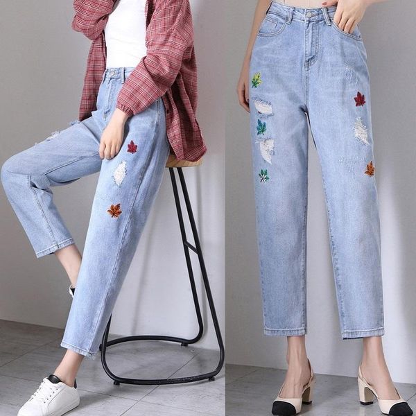 women's jeans 2021plus size women trousers harem pants embroidery denim high waist crushed hole empire ankle length, Blue
women's jeans 2021plus size women trousers harem pants embroidery denim high waist crushed hole empire ankle length, Blue