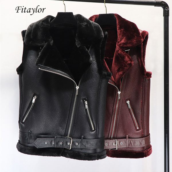 fitaylor winter women faux lamb leather jacket warm thick vest overcoat faux lambs wool fur collar zipper black punk waistcoat 201030
fitaylor winter women faux lamb leather jacket warm thick vest overcoat faux lambs wool fur collar zipper black punk waistcoat 201030