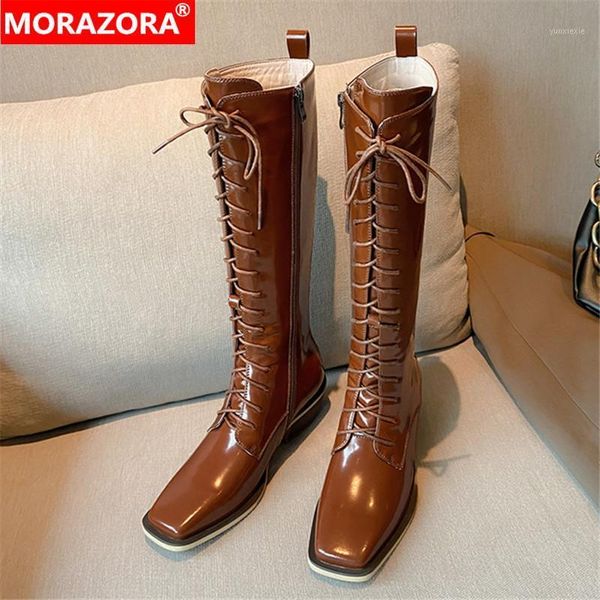 morazora 2021 new arrival women boots genuine leather boots thick heels square toe lace up knee high black brown1
morazora 2021 new arrival women boots genuine leather boots thick heels square toe lace up knee high black brown1