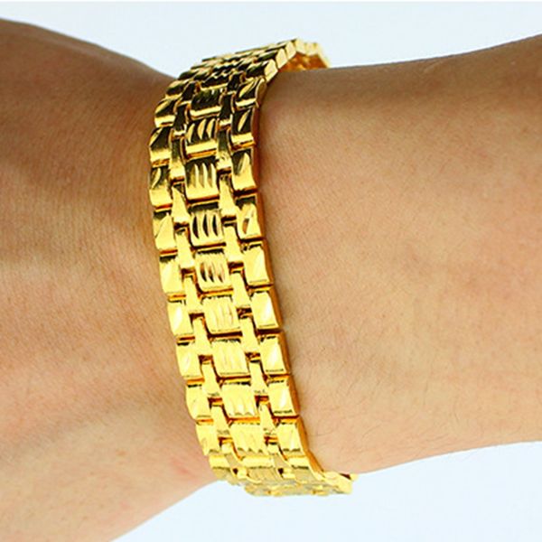 wrist chain 18k yellow gold filled womens mens bracelet statement jewelry 8.3 inches, Black
wrist chain 18k yellow gold filled womens mens bracelet statement jewelry 8.3 inches, Black
