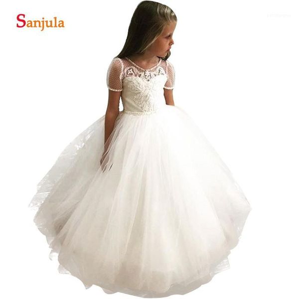 girl's dresses dot tulle short sleeve flower girl beaded scoop neckline wedding party gowns for kids ball gown children dress sf0051, Red;yellow
girl's dresses dot tulle short sleeve flower girl beaded scoop neckline wedding party gowns for kids ball gown children dress sf0051, Red;yellow