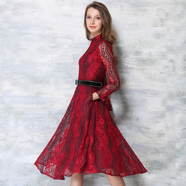 2021 new european american oco and summer long sleeve red lace thin party dress women's clothes fy427 h9gw, Black;gray 
2021 new european american oco and summer long sleeve red lace thin party dress women's clothes fy427 h9gw, Black;gray