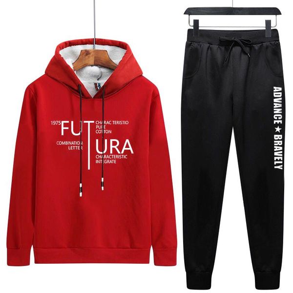 men's winter velvet sports suit hoodie and pants casual youth black and white sport wear workout clothes men outfits jogger set, Black;blue
men's winter velvet sports suit hoodie and pants casual youth black and white sport wear workout clothes men outfits jogger set, Black;blue