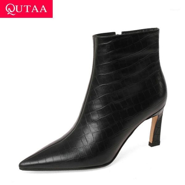 boots qutaa 2021 cow leather autumn winter ankle fashion thin high heel women shoes pointed toe zipper short big size34-431, Black
boots qutaa 2021 cow leather autumn winter ankle fashion thin high heel women shoes pointed toe zipper short big size34-431, Black