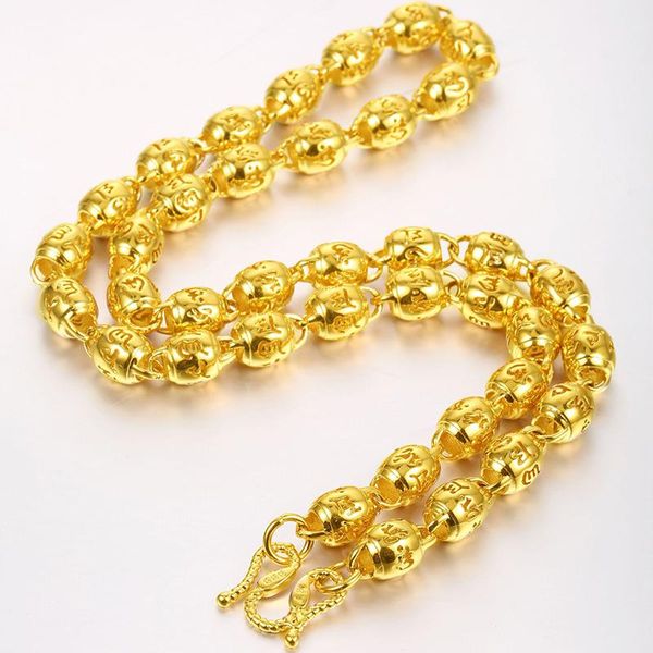 thialand gold no fade necklace for men concise six word beads chain necklace, Silver
thialand gold no fade necklace for men concise six word beads chain necklace, Silver