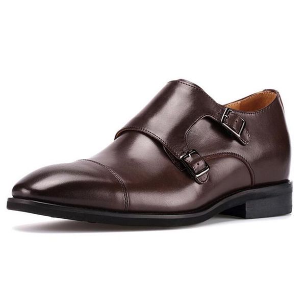 new men leather monk straps buckle height increasing shoes with cap toe taller height 6cm for wedding party, Black
new men leather monk straps buckle height increasing shoes with cap toe taller height 6cm for wedding party, Black