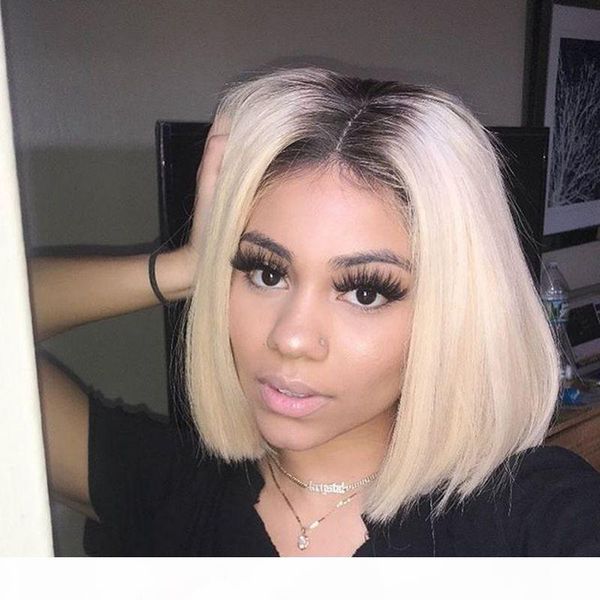 lace front wig 180% blonde ombre hair 1b 613 bob wig silky straight preplucked brazilian human remy hair, Black;brown
lace front wig 180% blonde ombre hair 1b 613 bob wig silky straight preplucked brazilian human remy hair, Black;brown