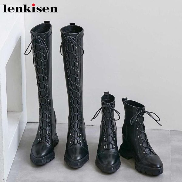 boots lenkisen 2021 genuine leather arrival internet star street fashion round toe high heels thick bottom thigh l58, Black
boots lenkisen 2021 genuine leather arrival internet star street fashion round toe high heels thick bottom thigh l58, Black