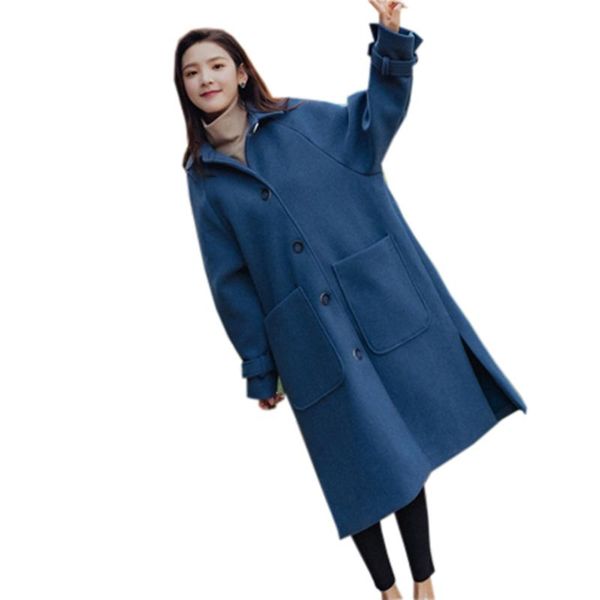women's wool & blends plus size winter loose thicken woolen coats women long single breasted split jacket ladies casual fp1508, Black
women's wool & blends plus size winter loose thicken woolen coats women long single breasted split jacket ladies casual fp1508, Black