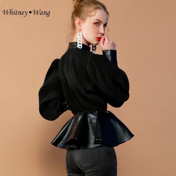 women's blouses & shirts whitney wang 2021 autumn winter fashion pu ruffles hem patchwork blouse women blusas lady shirt top, White
women's blouses & shirts whitney wang 2021 autumn winter fashion pu ruffles hem patchwork blouse women blusas lady shirt top, White