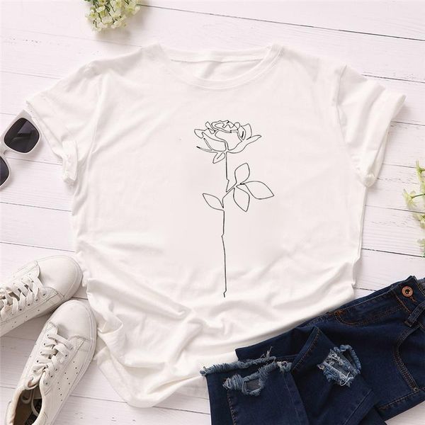 2020 fashion women t shirts summer short sleeve abstract rose simple line art print girls tee femme o-neck polyester, White
2020 fashion women t shirts summer short sleeve abstract rose simple line art print girls tee femme o-neck polyester, White