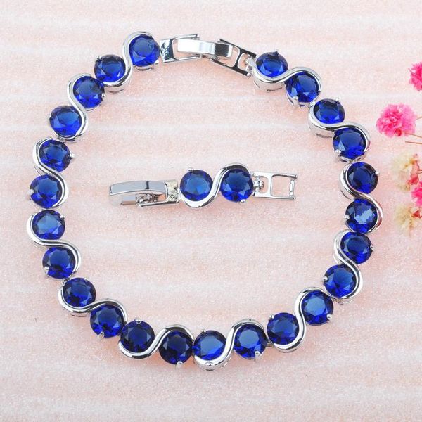 link, chain for women blue cubic zirconia bracelets wedding jewelry silver color charm crystal female bangles gift, Black
link, chain for women blue cubic zirconia bracelets wedding jewelry silver color charm crystal female bangles gift, Black