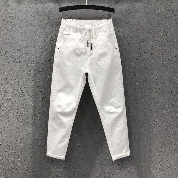 spring summer women cotton denim pants plus size elastic waist loose harem pants female casual ankle-length white jeans d317, Blue
spring summer women cotton denim pants plus size elastic waist loose harem pants female casual ankle-length white jeans d317, Blue