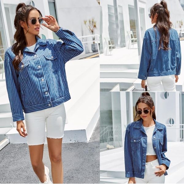 women's jackets women slim stripe lapel collar denim jacket long sleeve casual short jean coat e56c, Black;brown
women's jackets women slim stripe lapel collar denim jacket long sleeve casual short jean coat e56c, Black;brown