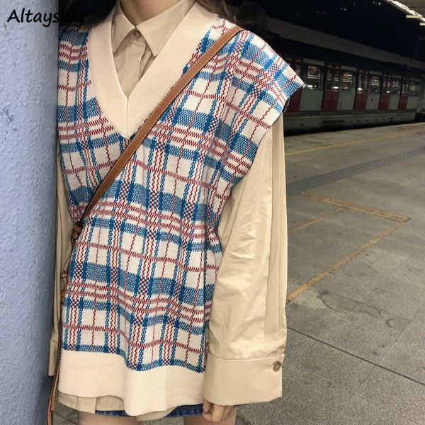 vests women korean style female fashion plaid student loose spring outwear knitting jumper sleeveless lovely tank daily chic new 1023, Black;white
vests women korean style female fashion plaid student loose spring outwear knitting jumper sleeveless lovely tank daily chic new 1023, Black;white