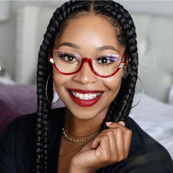 fashion sunglasses frames diamond cat eye clear lens glasses half frame women trending crystal red eyeglasses for female accessories, Black
fashion sunglasses frames diamond cat eye clear lens glasses half frame women trending crystal red eyeglasses for female accessories, Black