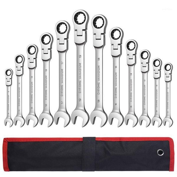 12-piece flex-head ratcheting combination wrench set, metric 8mm-19mm, chrome vanadium steel construction with rolling pouch1
12-piece flex-head ratcheting combination wrench set, metric 8mm-19mm, chrome vanadium steel construction with rolling pouch1