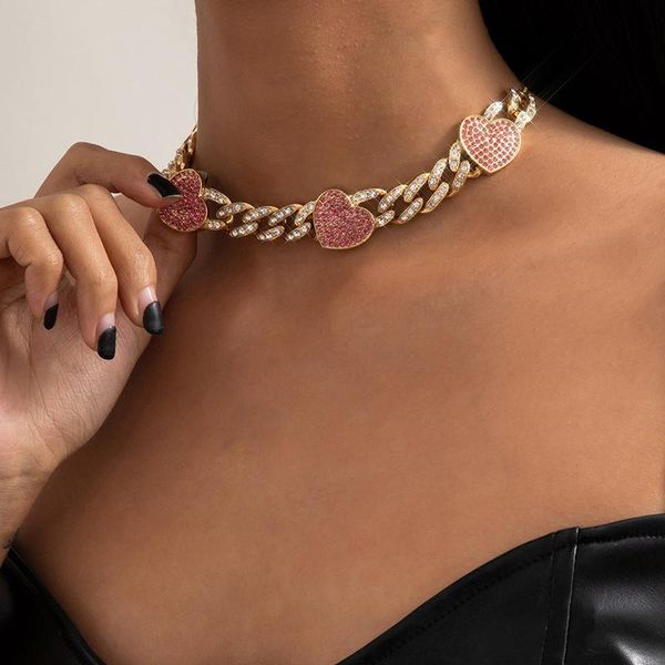 chokers timeonly hyperbole pink color crystal love heart necklaces for women chunky cuban chain bling rhinestones necklace, Golden;silver
chokers timeonly hyperbole pink color crystal love heart necklaces for women chunky cuban chain bling rhinestones necklace, Golden;silver