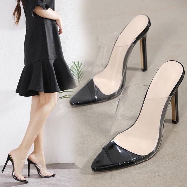 sandals ladies shoes super high heels female pointed toe thin heel transparent fashion casual pumps, Black
sandals ladies shoes super high heels female pointed toe thin heel transparent fashion casual pumps, Black