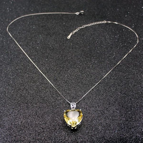 precious heart shape yellow citrine925 sterling silver color charms pendant chain necklace 20 inch
precious heart shape yellow citrine925 sterling silver color charms pendant chain necklace 20 inch