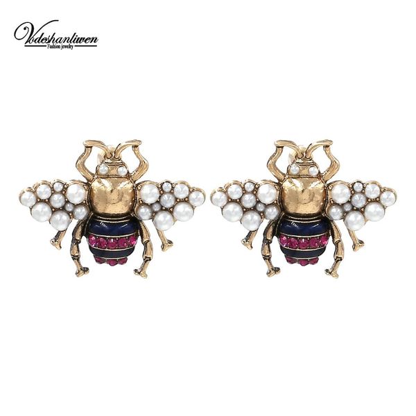 vodeshanliwen fashion imitation pearl bee earrings for women bohemian vintage insect stud earrings 2019 new jewelry, Golden;silver 
vodeshanliwen fashion imitation pearl bee earrings for women bohemian vintage insect stud earrings 2019 new jewelry, Golden;silver